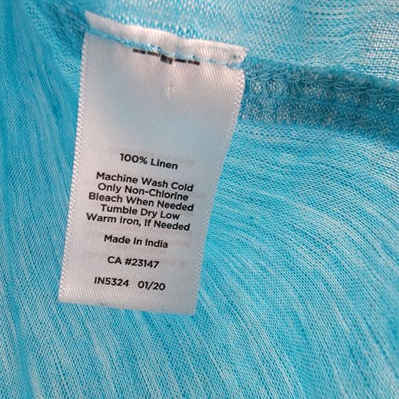 Talbots Linen Pintuck Popover Shirt Womens S Petite Blue Roll Tab Beach Minimal - Picture 6 of 8